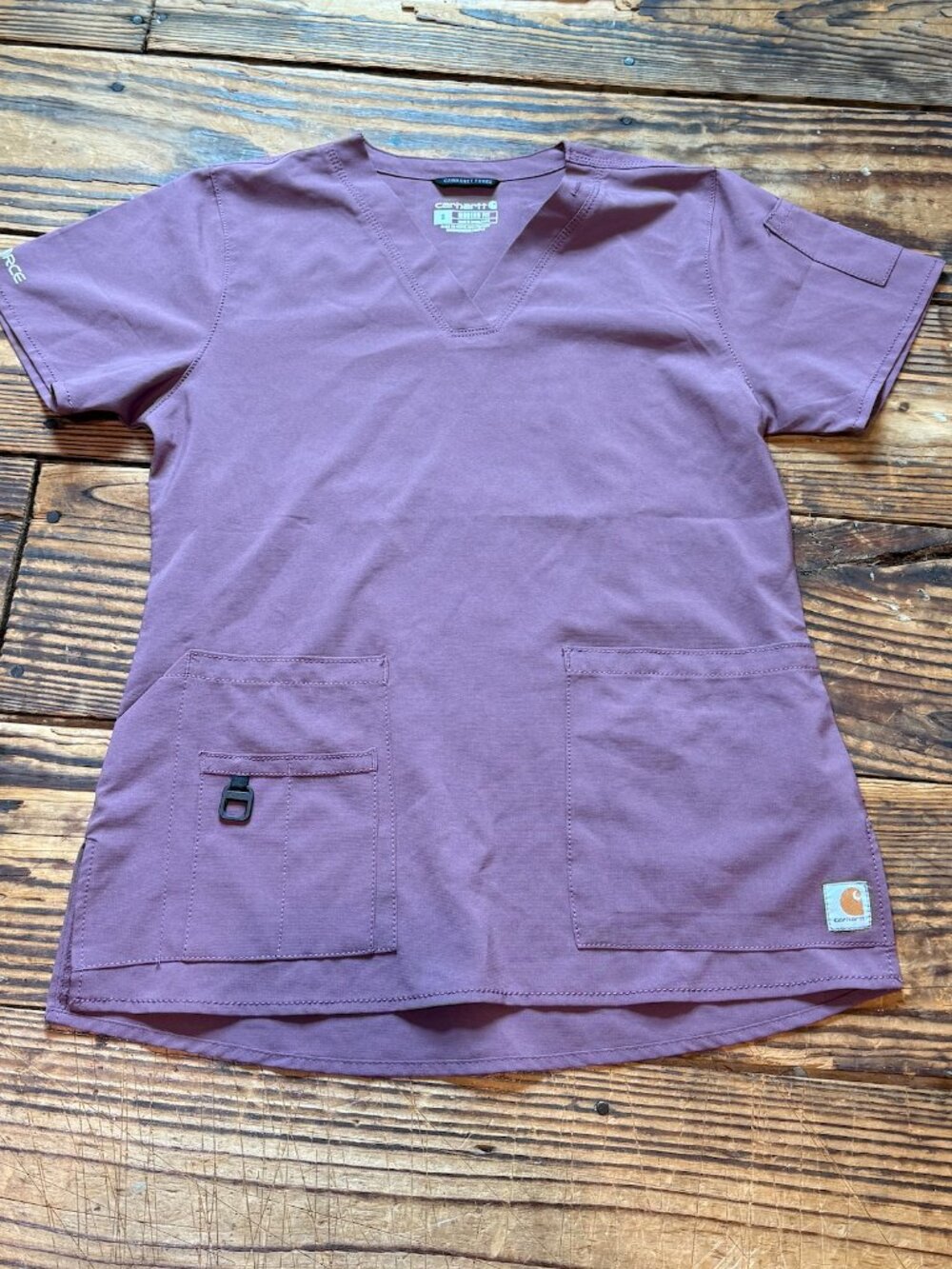 Carhartt Force Scrub Top C12110 Women's Small Modern Fit Pockets Work Wear EUC